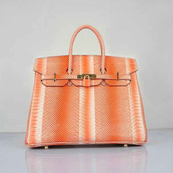 H6089 Hermes Birkin 35CM Arancione serpente del cuoio Borsa dell'oro